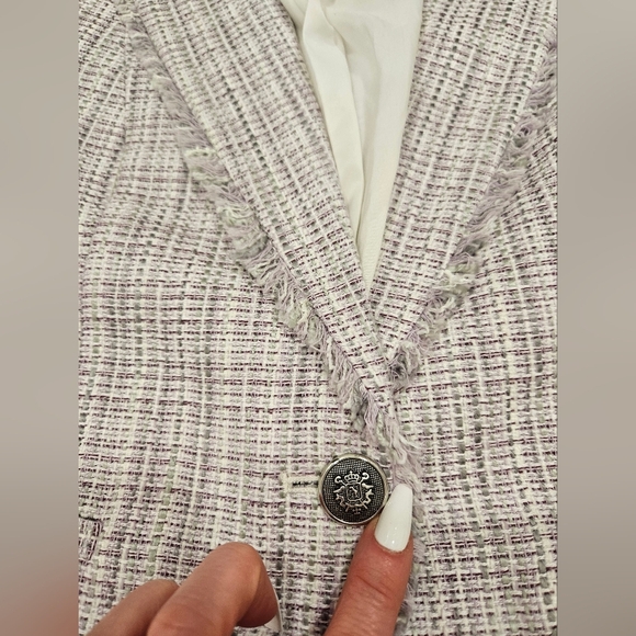 NWT ✨️ WHBM Purple Tweed Blazer - SIZE 8P - Picture 9 of 16